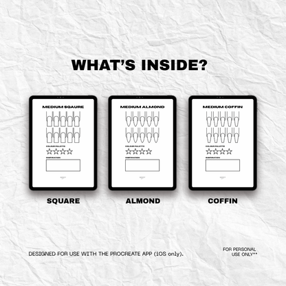 Nail Art Template: Medium Shapes Pack